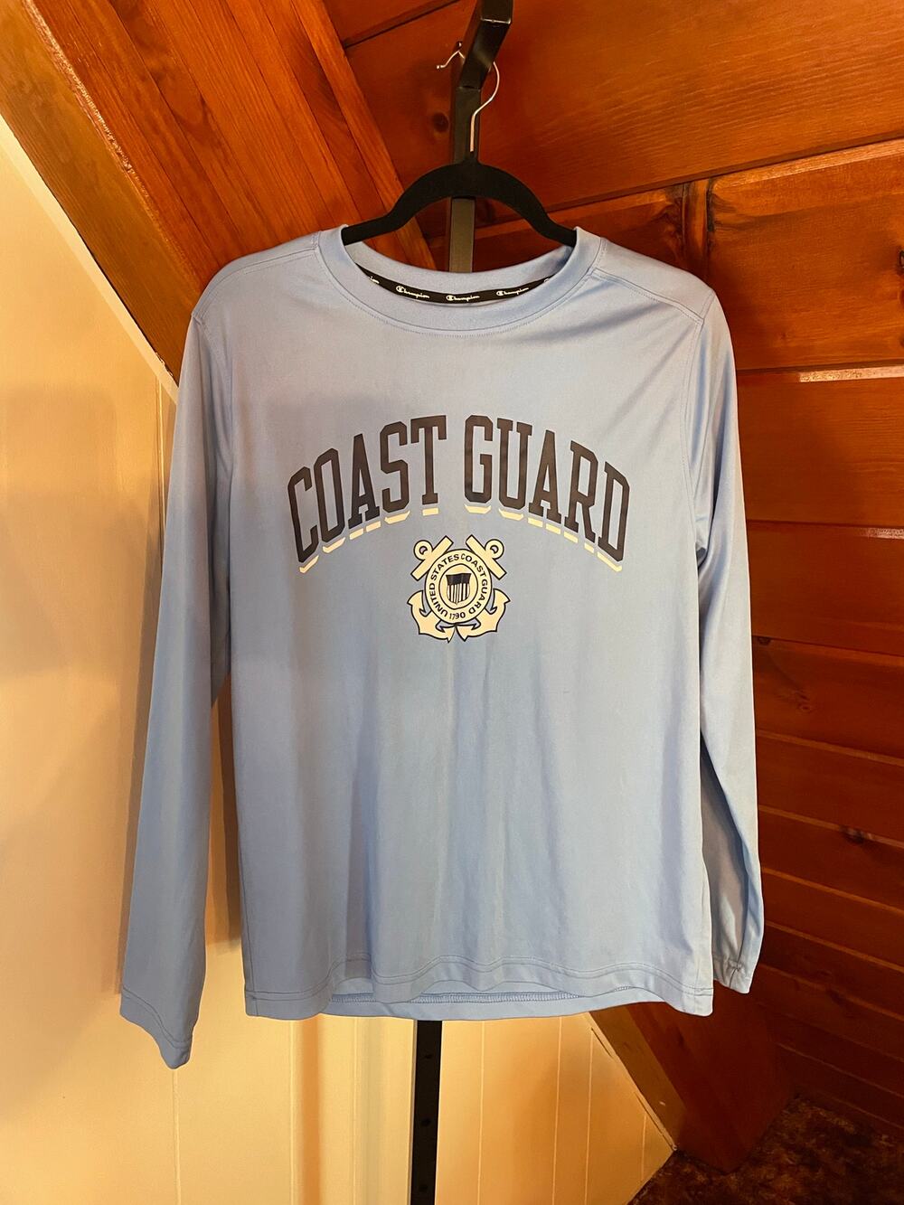 Champion Brand Light Blue United States Coast Guard Long Sleeve Performance Sz M
